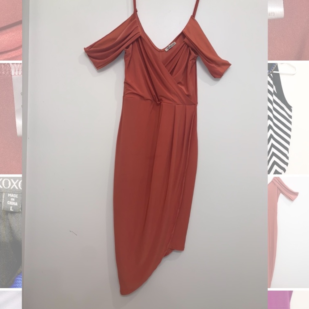 Woman’s Over the Shoulder Dress with Split Size(L)